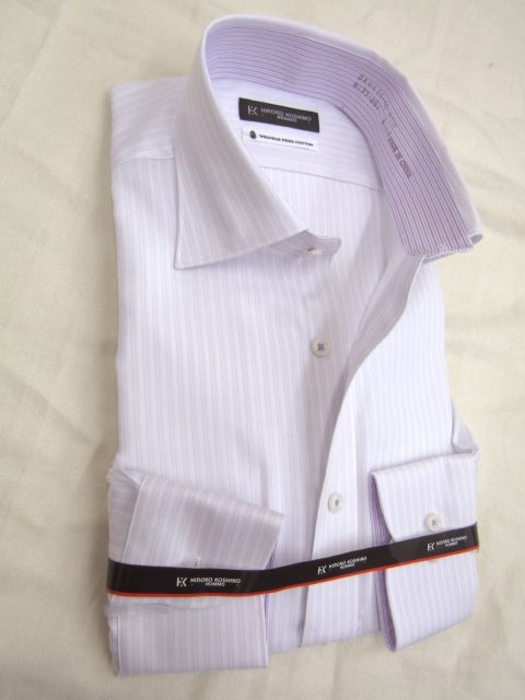 HIROKO KOSHINO（ヒロココシノ）綿100％形態安定/ドビー柄セミワイドカラーシャツ/パープル ｜洋服センター長谷川