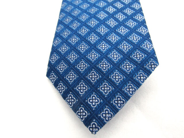 日本製シルク100％小紋柄ネクタイ/ブルー