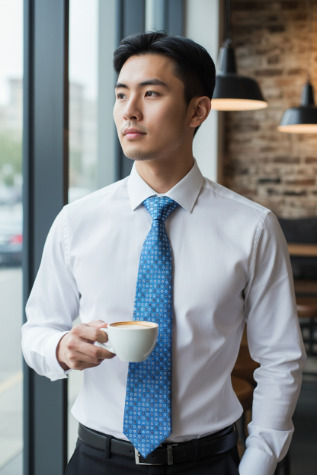 日本製ネクタイ/京都シルクメーカー企画/シルク100％/ブルー小花柄