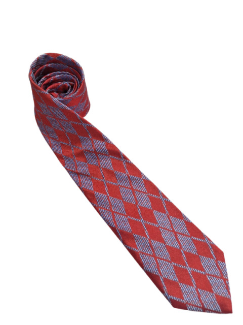 京都シルクネクタイイタリア生地使用/レッドアーガイル柄/ビジネス/会議/出張/リモート/ギフト/