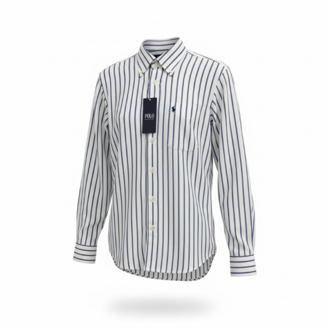 POLO BCS ポロビシーエス長袖 カジュアルシャツ 綿100％ボタンダウン メンズファッション/ホワイトストライプ