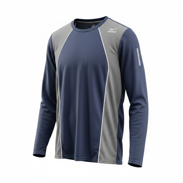 MIZUNO/クールクルーネックロングＴシャツ/吸汗速乾///スポーツ/ネイビー/ＸＬサイズのみ