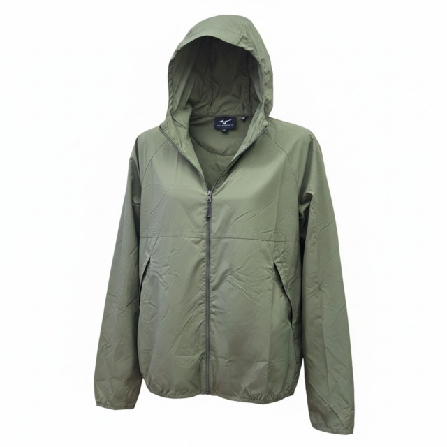 MIZUNO/極薄クール/耐久撥水フード付きブルゾン/アーミーグリーン/アウトドア/スポーツ/Ｌサイズのみ