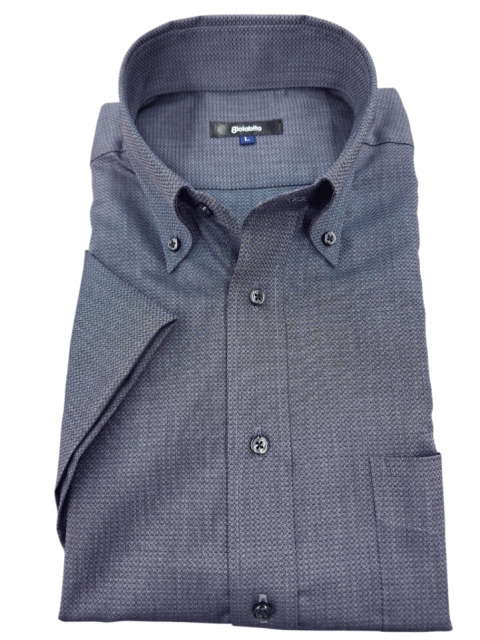 Dandy Dark Shirt/オフィスでも/カジュアルでも/着丈短め/速乾半袖シャツ/グレーネイビー無地/Ｍ～ＬＬ
