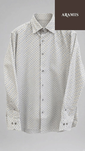 ARAMIS(アラミス)イタリア100番手綿生地シャツ/ゴルフ柄/綿100%・made in japan 国内縫製