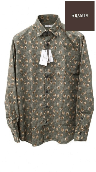 ARAMIS(アラミス)イタリア100番手綿生地シャツ/カーキ花柄/綿100%・made in japan 国内縫製